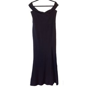 Long black off the shoulder sleeveless split dress XL